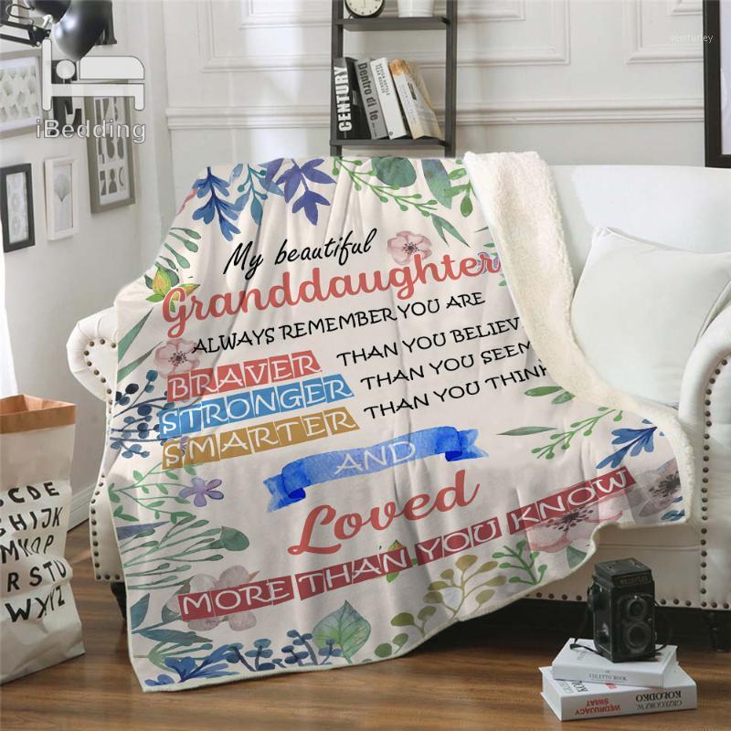 

New Letter Design Blanket To My Granddaughter Warm Cozy Letter Throw Blanket Sherpa Blankets for Sofa Thin Quilt1