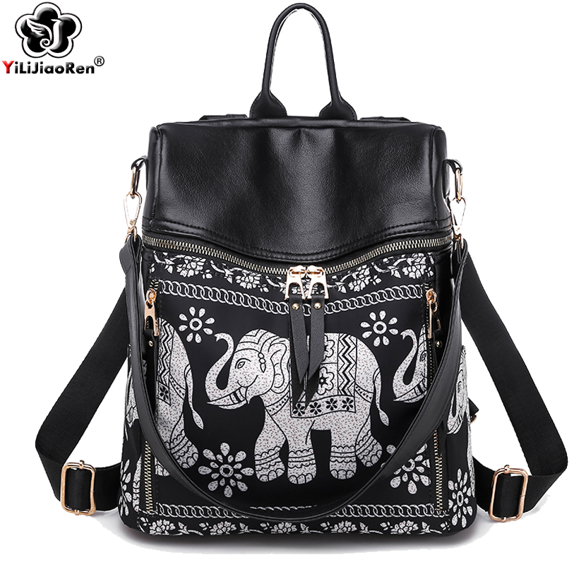 

HBP Fashion Elephant pattern Backpack Female waterproof oxford backpack Large Capacity Bookbag Simple Shoulder Bags for Women 2019, Color