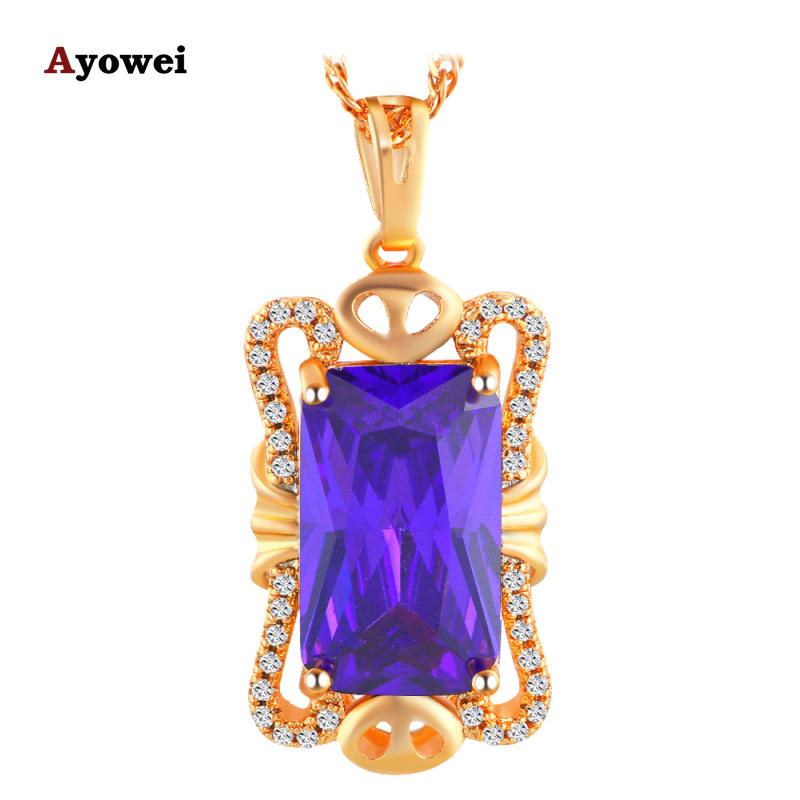 

Ayowei Romantic Purple Crystal Gold tone Fashion Jewelry Pendant&Necklace for Lover Gift LNS640A