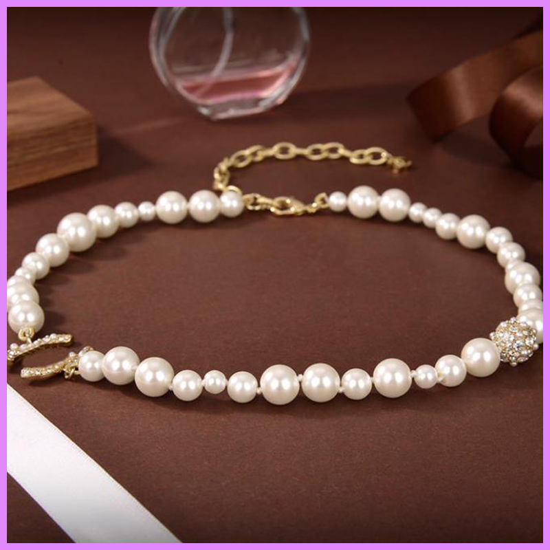 Perle Nouveau Collier Dames Or Mode Colliers Designers Bijoux Femmes Parti Chaînes Collier Avec Diamants Accessoires Cadeaux D221192F