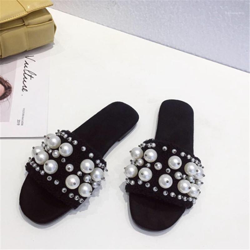 

Pearl Women Slippers Summer Shoes Fashion Black Women Beach Shoes Large Size Slides1
