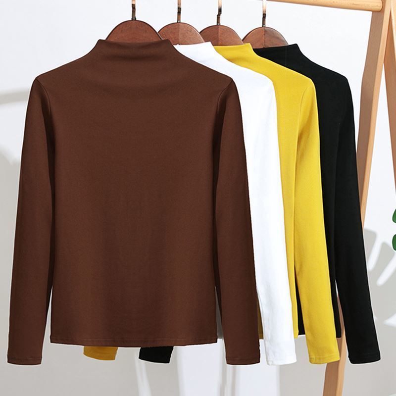 

GIGOGOU Women Cotton T Shirt Spring Autumn Long Sleeve Top Tee Shirts Korea Casual Tshirt Slim Fit Ladies T-shirt 201125, Green 220