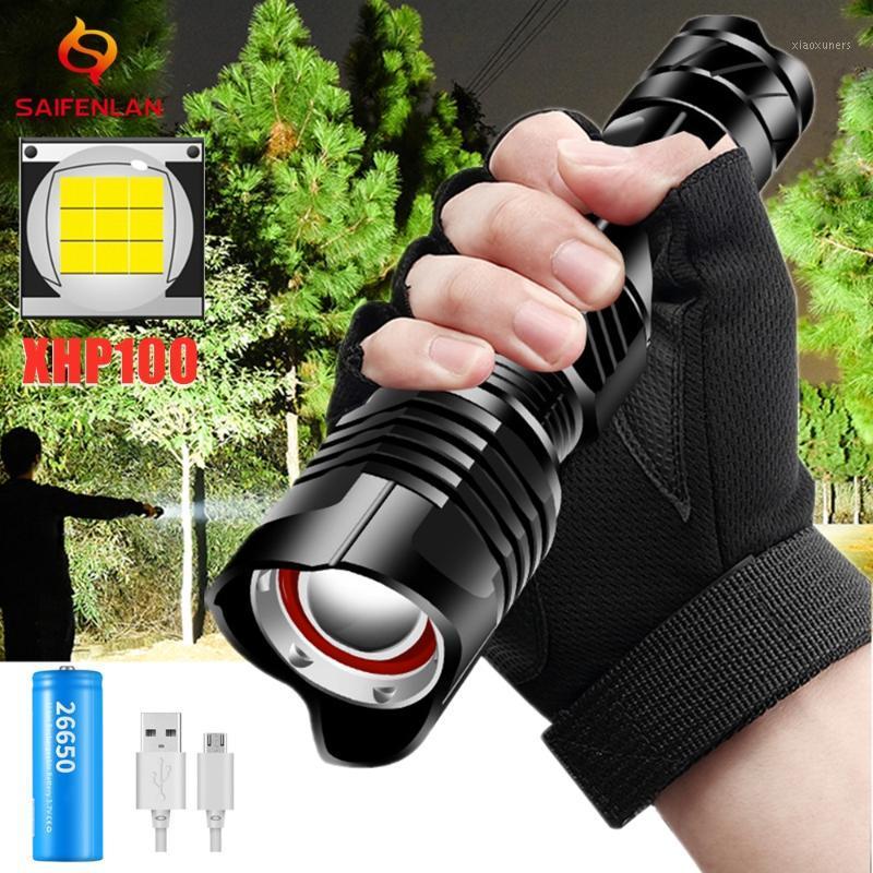 

Zoom Powerful LED Torch XHP100 XHP70 USB Rechargeable Hunting Lamp Waterproof 26650 18650 Battery Cycling Light1