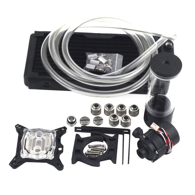 

Pc Cpu Overclocking Water Cooling System Set 240B Radiator + Sc600 Pump + 190Mm Tank 2M Tube Cpu Block With Total Fitting