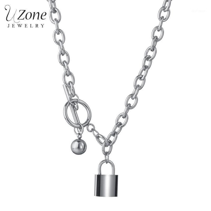 

Uzone Noble Stailess Steel Padlock Pendant Necklace Interlocking Layered Chain Necklaces For Women Men Couple Jewelry Party Gift1