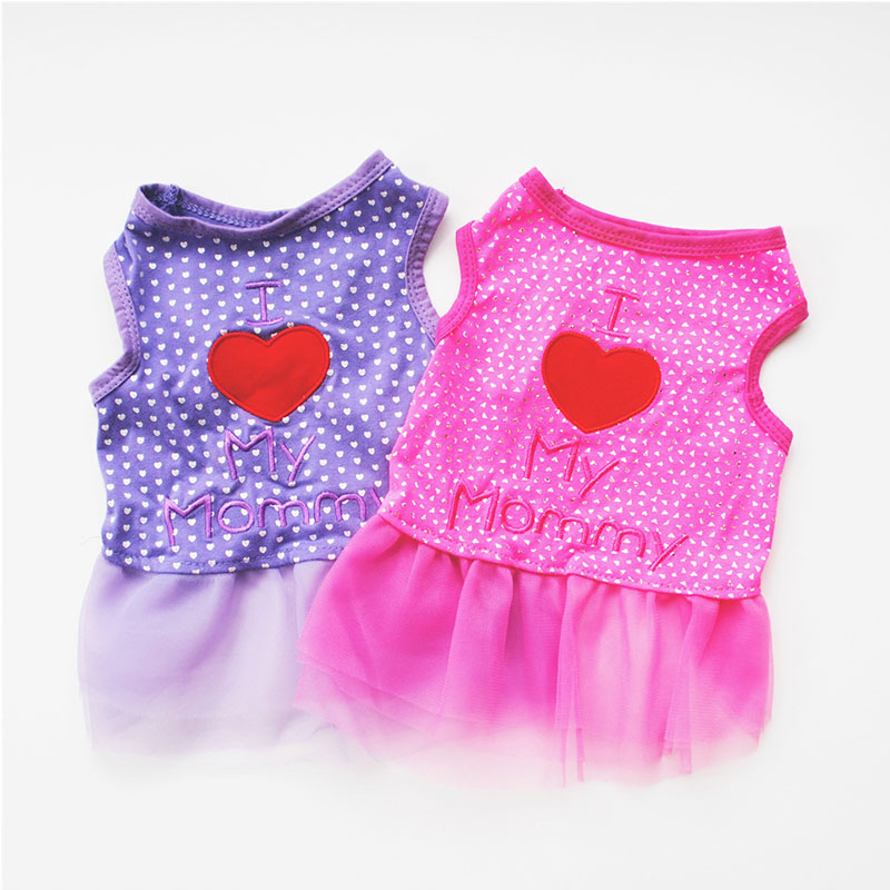 

Dog Ruffle Dress I Love Mommy Pattern Print Style Skirt Puppy Spring Summer Vest Comfortable Pet Clothes Supply, Mixed color