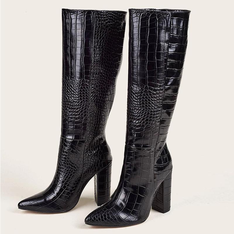 

2020 Woman Long Boots Women's Winter High Boots Knee High Heels Female Autumn Shoes Warm Winter Waterproof Quality Big Size, Brown