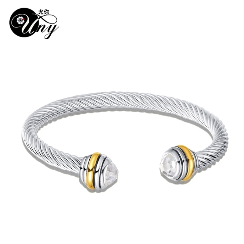 

UNY Antique Twisted Wire CZ Bracelet Fashion Trendy Women Jewelry Hardy Bangle Vintage Bracelets Valentine Christma Gift Bangles 201226, Black