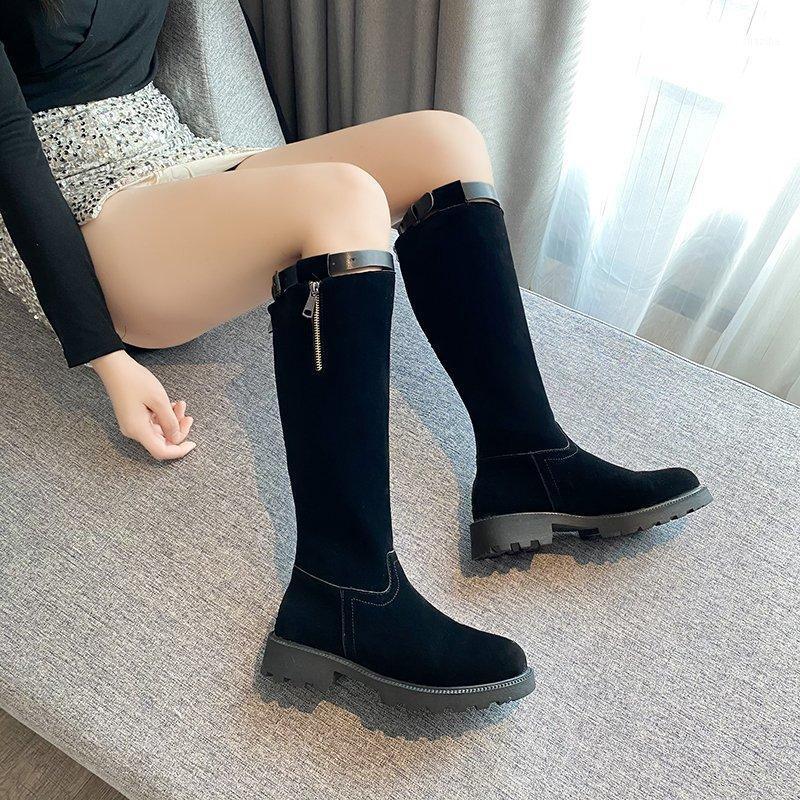 

Knee High Boots for Women Wide Calf Metal Buckle Platform Motorcycle Boots Women Punk Shoes Goth Black Long 20201