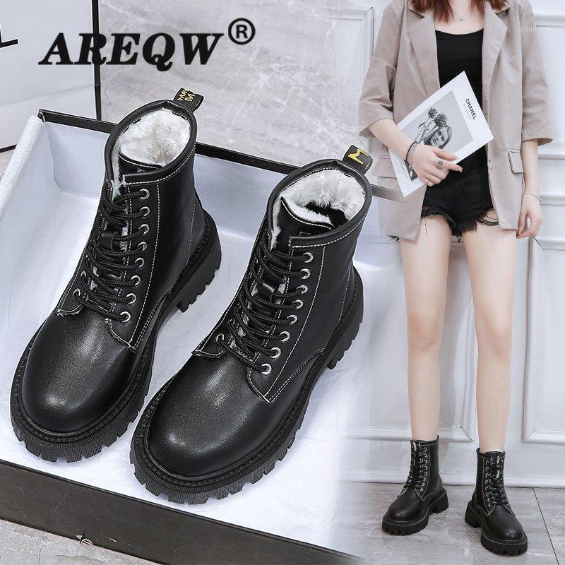 

New Women's Winter Shoe Boots Women's British Shoes Thick Heel Handsome Motorcycle Boots Platform Short1, Black