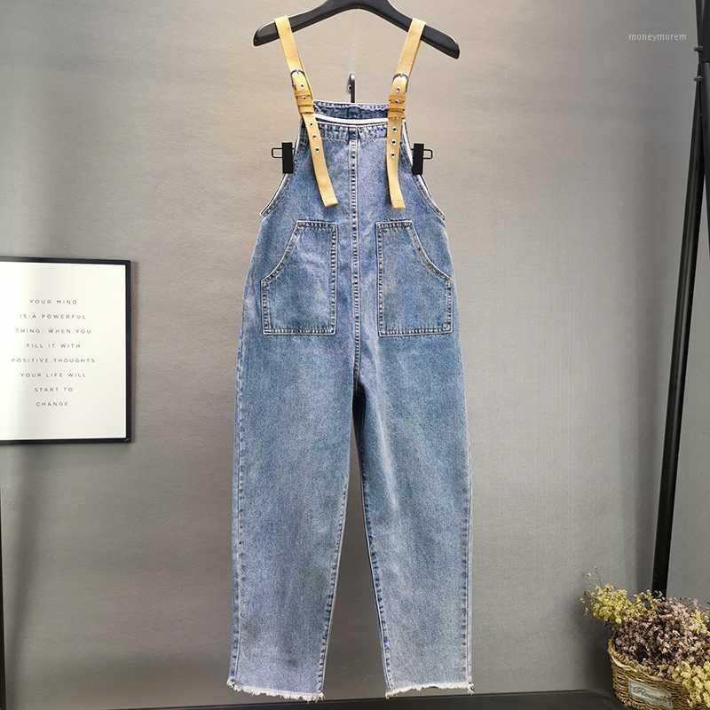 

Women's Jean Jumpsuits 2020 Spring and Summer New Loose Plus Size Jeans Overalls Girls Students Suspender Trousers Casual Jeans1, Blue