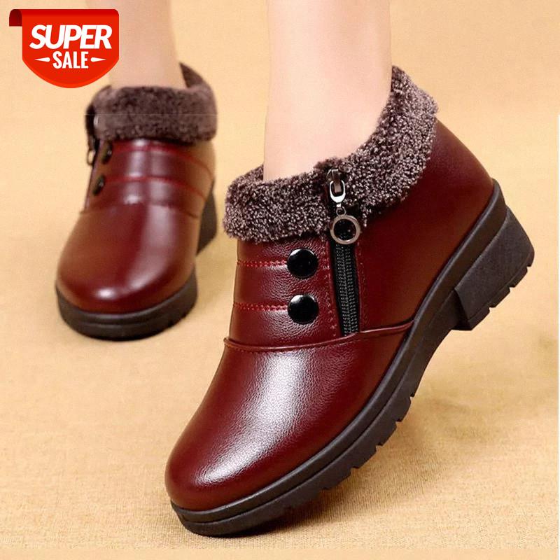 

Women Boots 2020 Fashion Waterproof Snow Boots for Winter Shoes Women Casual Lightweight Ankle Warm Winter Soft Leather #gN8J, Beige
