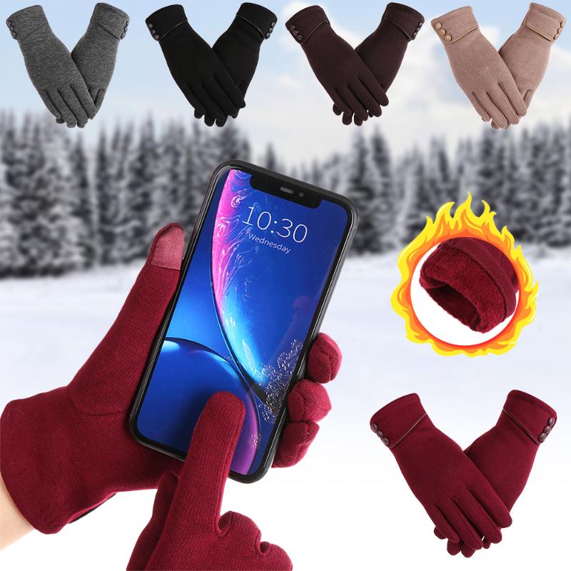 

Five Fingers Gloves Women Winter Warm Touch Screen Velvet Lined Thermal Mittens Outdoor Driving Ski Windproof Keep Hand Warmer