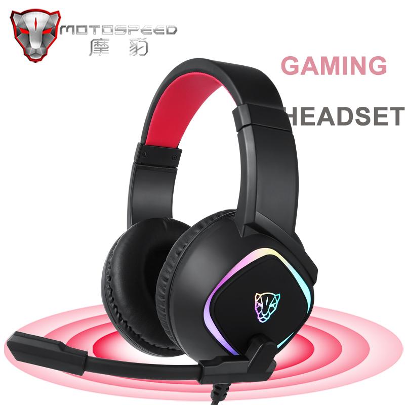 

Original Motospeed G750 RGB Light Gaming Headset Bass 7.1 sound Stereo USB Wired Headphones With Mic For PC Computer PS4 Gamer, Black