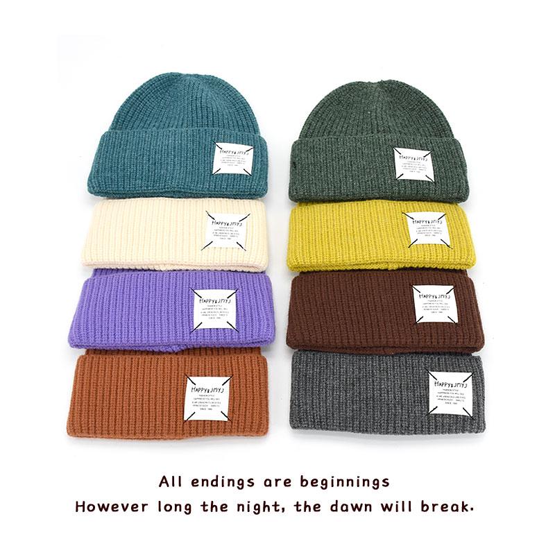 

Beanie/Skull Caps Fashion Winter Solid Color Knit Beanie Women Men Thick Lining Casual Hat Warm 100%Cotton Soft Cap Skullies Wholesale, Yellow