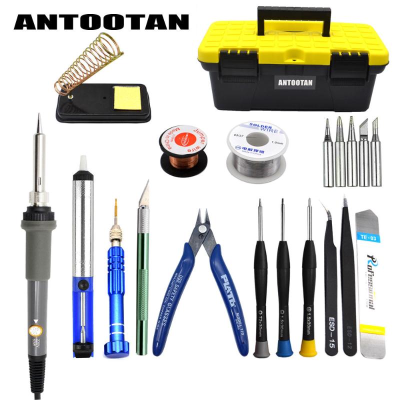 

EU 220V 60W Electrical Soldering Iron Adjustable Temperature Kit Welding Repair Tool Set with Tool Bo