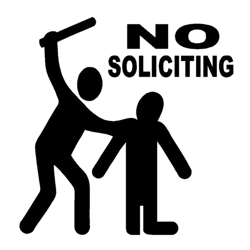 

16*15.7cm Car Stickers Funny No Soliciting Decal Front Door Beat Down Do Not Knock Home Vinyl Sticker Car Styling Decal JDM, Color