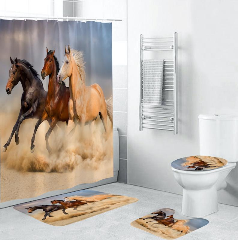 

Pentium Design Bathroom Shower Curtain Cover Bathroom Decoration Waterproof Shower Curtain Non-Slip Blanket Toilet Cover