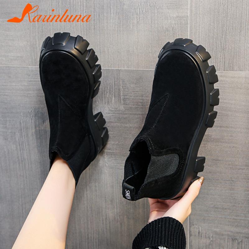 

Karin 2021 On Sale IG Hot Shoes Women Puls Size 35-40 slip-on Ankle Boots Flock Tire Sole Skidproof non-slip Women Shoes, Black