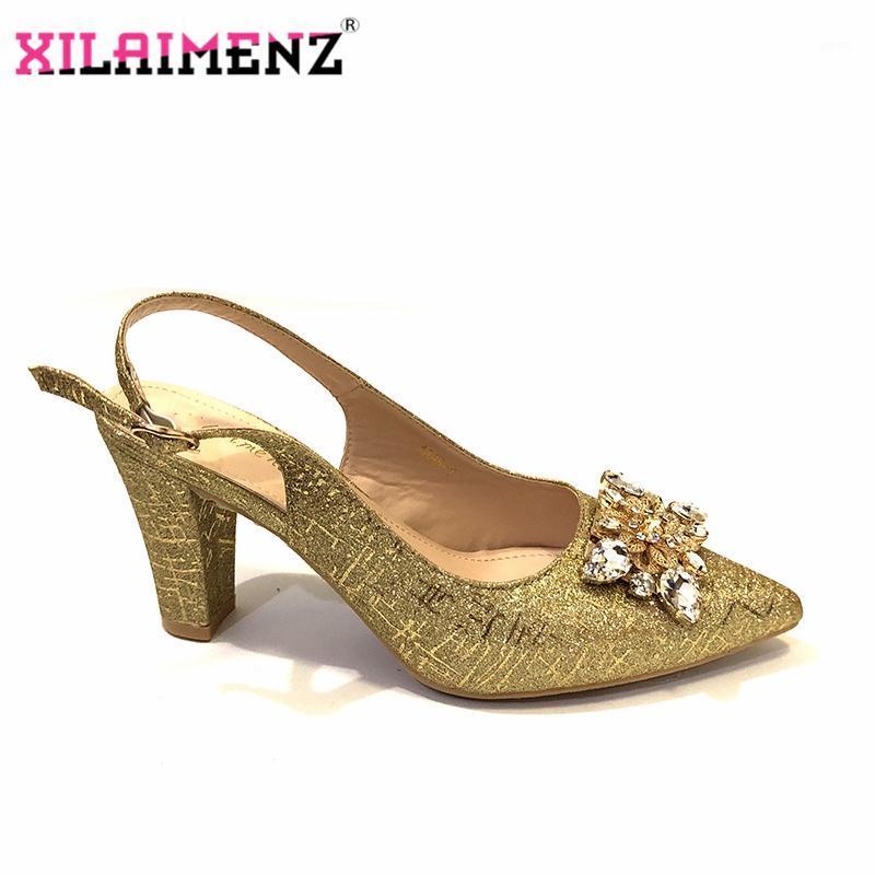 

New Arrival Women Gold Color 2021 Summer Style Sandals for African Low Heel Wedding Shoes Italian Design Summer Party Pumps1