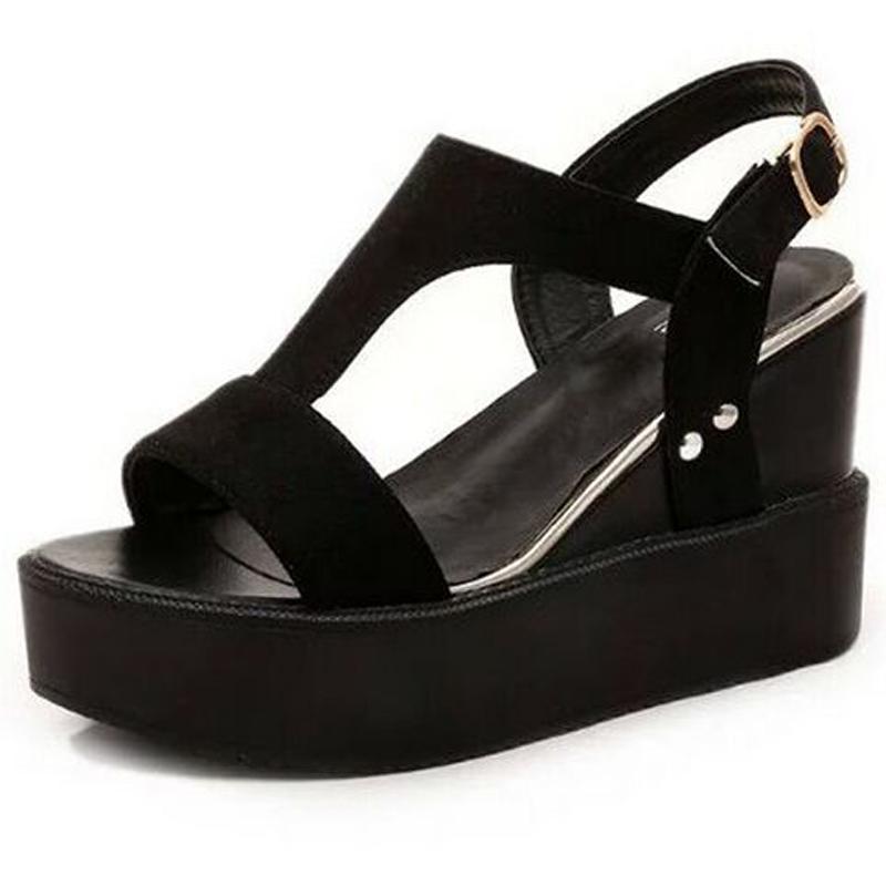 

Nice Summer Shoes Woman Sandals 11CM High Heels Women Casual Shoes Wedges Platform Sandals Roman Zapatos Mujer, Black