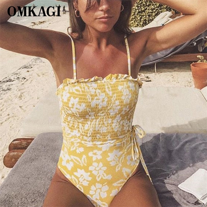 

OMKAGI Brand Bodysuits Females One Piece Swimsuit Floral Women' Swimming Suit Bathing Suit Monokini Body Suits Swimwear Women Y200824, B3130ye