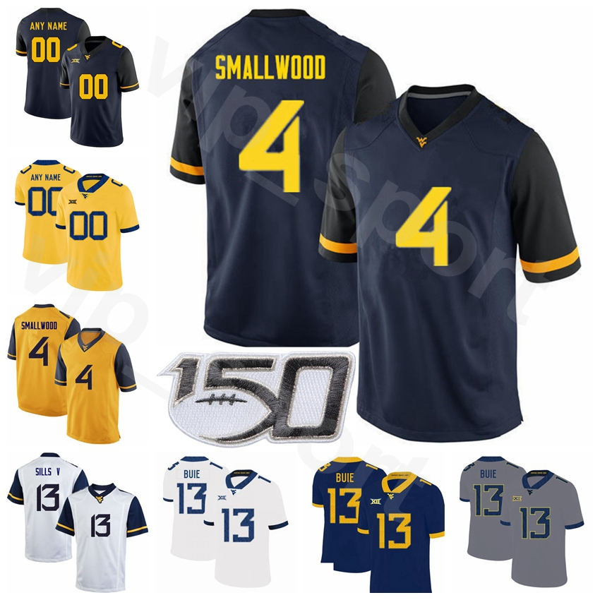 

West Virginia Mountaineers Football 4 Wendell Smallwood Jersey NCAA College 13 Andrew Buie 9 Clint Trickett 7 Rushel Shell 11 Kevin White