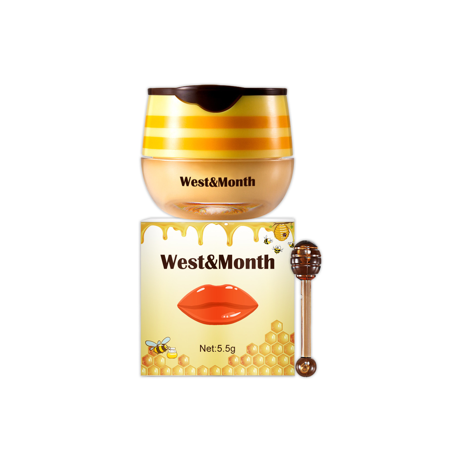 Free freight West&Month With lip brush propolis moisturizes is not greasy and is easy to absorb lip film-image-751609761
