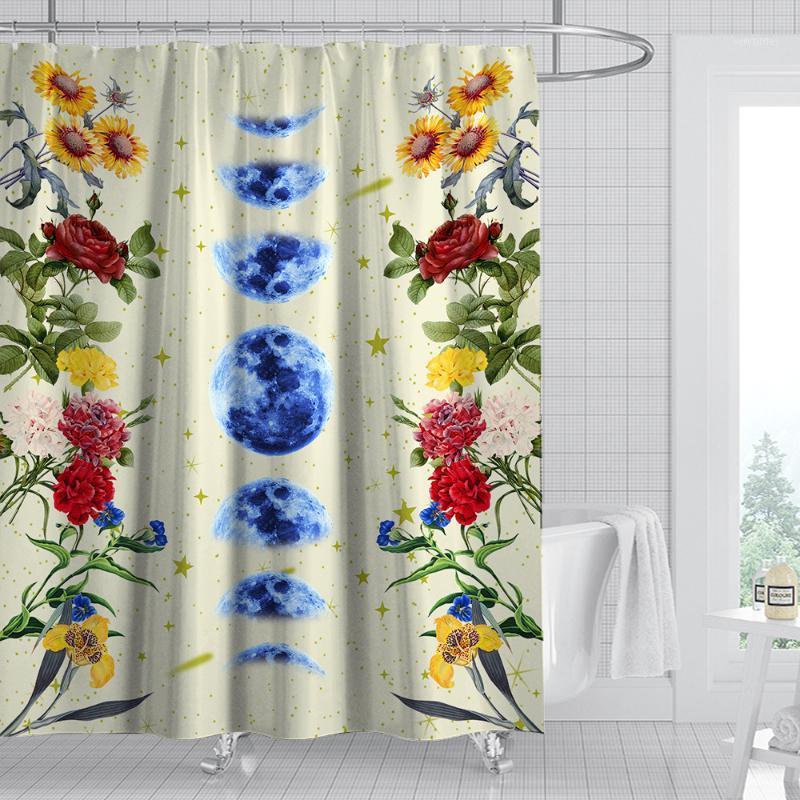 

180*180cm Shower Curtain 3D Printing Waterproof Flower Curtain Washable Fabric Shower Bathroom Decor with 12 Hooks1
