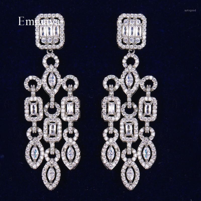 

Stud Emmaya Fashion Design Geometry Noble White Color Tassel Earring High Quality CZ For Women Charming Decoration In Banquet1