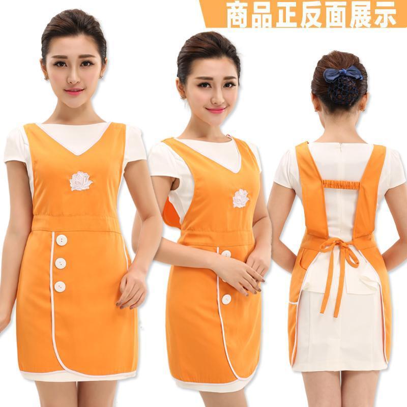 

Korean fashion cute work apron custom logo supermarket nail beauty salon health club mother and baby shop apron1