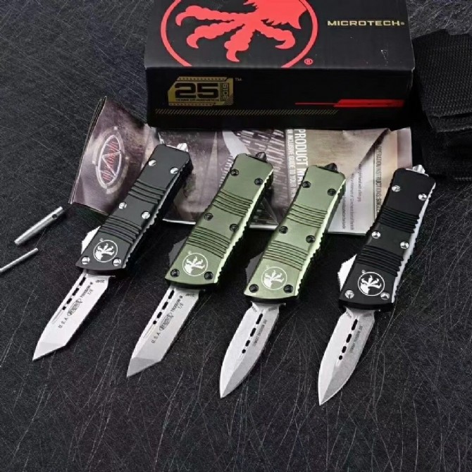 

Newest 4 models Microtechnology AUTO automatic knife D2 blade T6-6061 handle camping hunting knife outdoor EDC tool collect