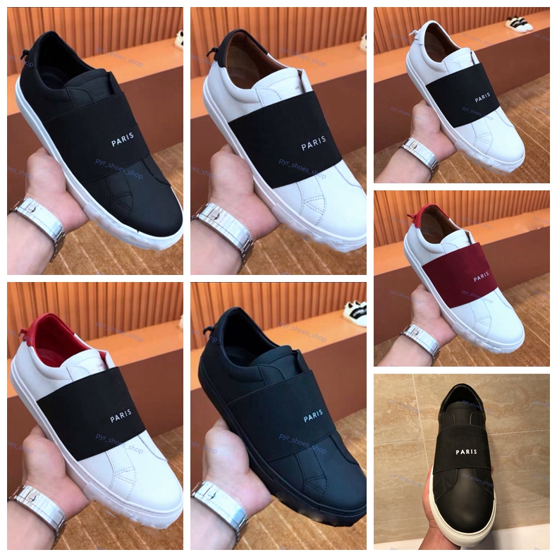 

New Paris Men Women Platform Trainer Slip-On Casual Shoes Sneakers Comfort Leather Mens Womens Leisure Dress Chaussures Large size 36-45, Black;red