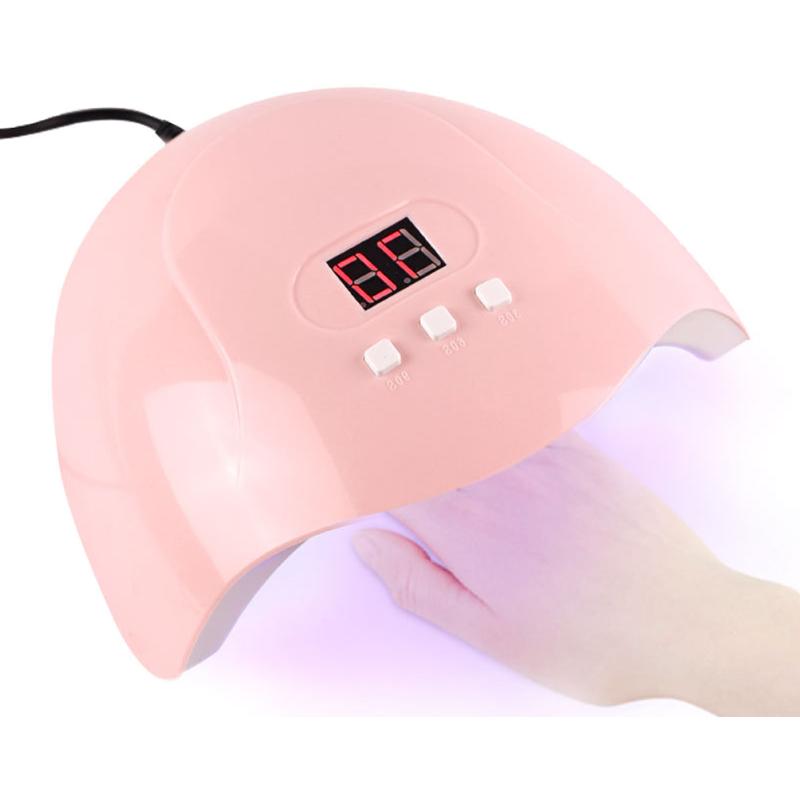 

Gel LED Nail Lamp Dryer Curing Light USB UV Polish with LCD Digital Display Nail Art Tools for Manicure Fingernail Toenail 54W, Pink