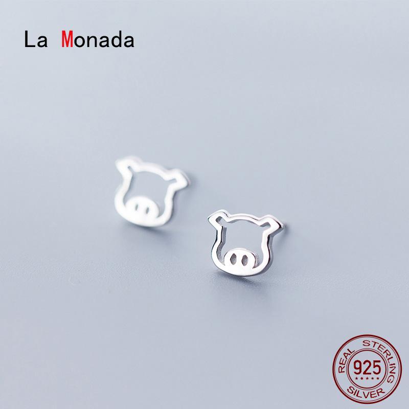 

Stud La Monada Pig Zodiac Minimalist Sterling Silver Earrings Women Fine 925 Jewelry Woman