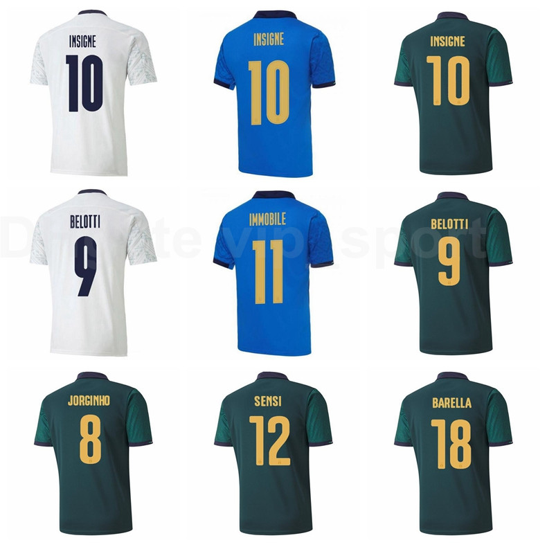 

20 21 National Team Soccer 10 INSIGNE 17 IMMOBILE Jersey 9 BELOTTI 19 BONUCCI 20 BERNARDESCHI JORGINHO EL SHAARAWY Football Shirt Kits Y-D, Black;yellow