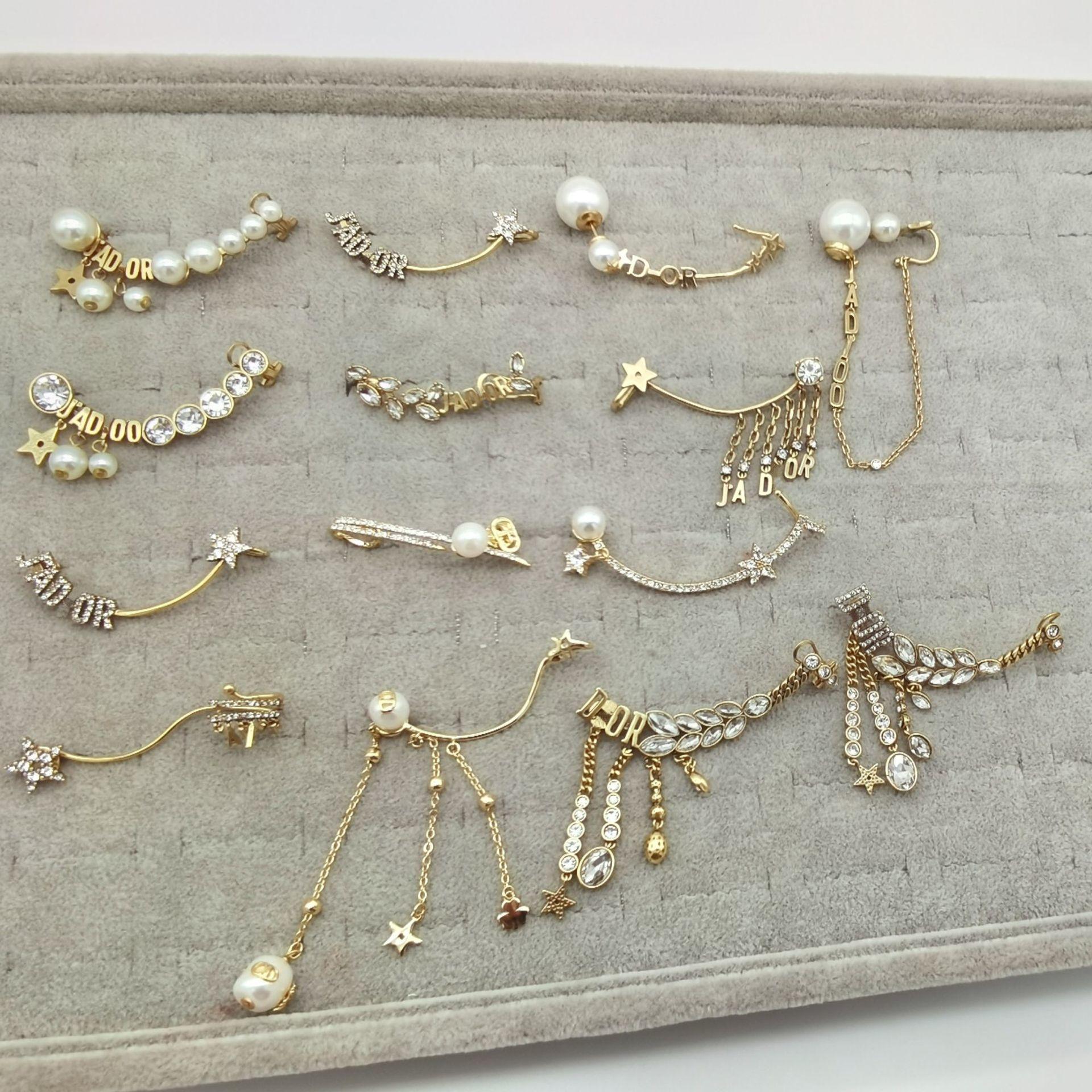 

2020CD family tassel pendant letter single-piece earrings women's fashion internet red earrings ear clip 925 silver needle with diamond with