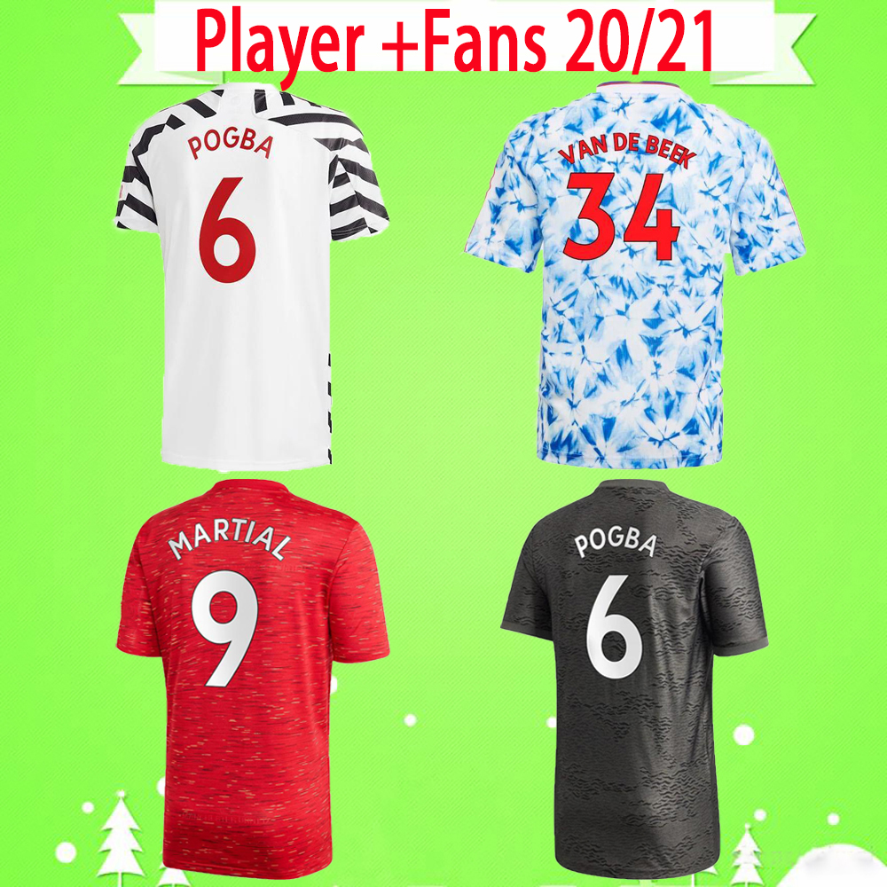 

Manchester Player Fans version 2020 2021 UTD soccer jersey VAN DE BEEK B. FERNANDES jerseys MARTIAL RASHFORD man football shirts 20 21