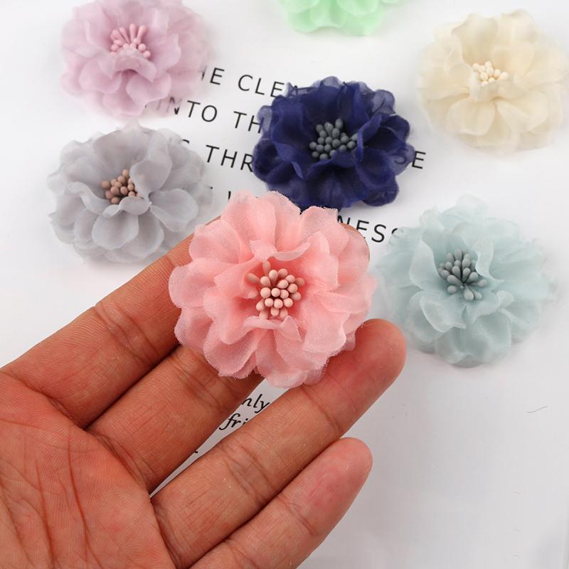 

Decorative Flowers & Wreaths 10PCS Chiffon Boutique Hair Accessories DIY Flower Headwear Fashion Accessory No Clip For Headband