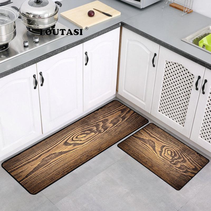 

LOUTASI Wood Grain Anti-slip Kitchen Mat Long Bath Carpet Modern Entrance Doormat Tapete Absorbent Bedroom Living Room Floor Mat1, Wood 4