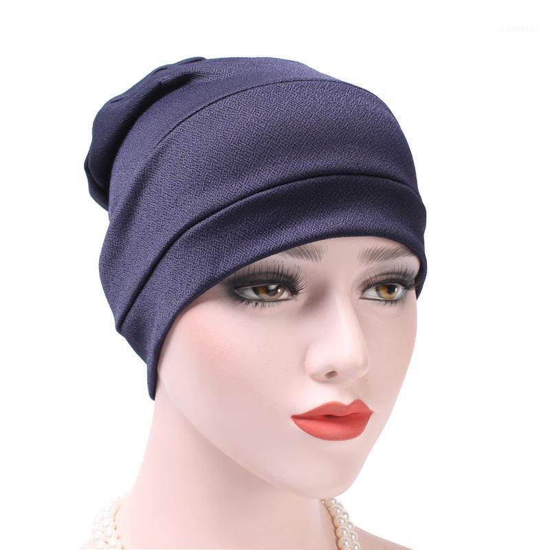 

New fashion solid color women slouchy cap Muslim turban hair bonnet caps head wrap TB-521, Beige