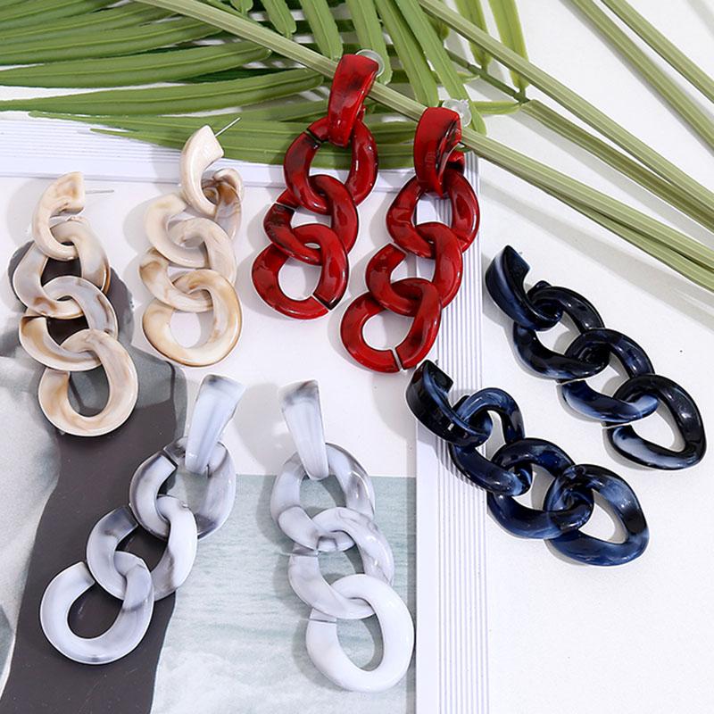

Trendy Long Geometric Chain Red Acrylic Vintage Drop Earrings For Women Fashion Resin Statement Big Earring Unique Jewelry Gifts