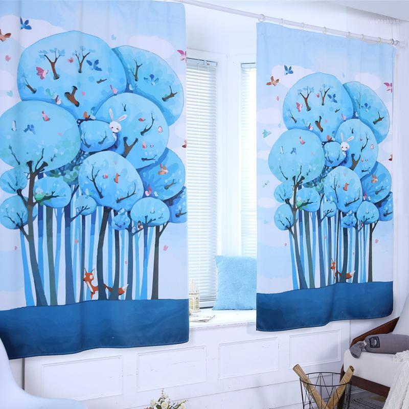 

Blackout Curtain Cartoon Tree Kids Bedroom Window Hook Child Room Short Curtains for Living Room Kitchen 1 Piece1, 1 piece