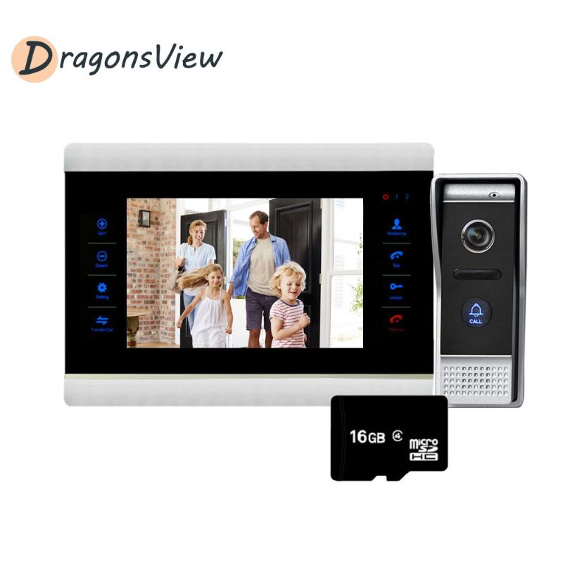 

Dragonsview 7'' Color Video Door Phone Video Intercom Doorbell Camera 1200TVL with Motion Sensor Include 16GB SD Card / 5M Cable