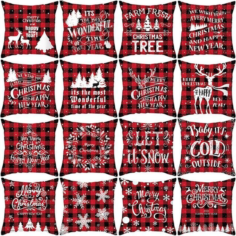 

Taoup Red Lattice Merry Christmas Pillowcase Ornaments Christmas Table Decors for Home Noel 2021 Happy New Year Santa Xmas Gifts1