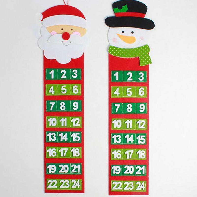 

Christmas Countdown Calendar New Year Home Wall Hanging Ornament Santa Claus Snowman Advent Calendar Christmas Pendant 1PC J21