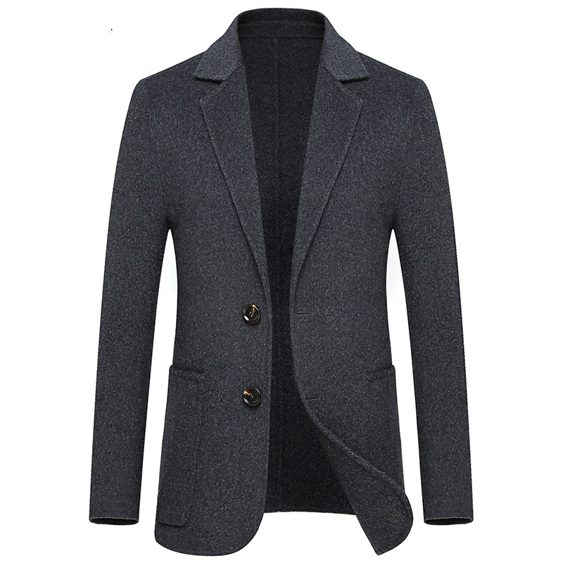 

Brand Men 100% Wool Blazers Top Quality Handmade Double-sided Woolen Suits Jacket Male Smart Casual Blazer Autumn Winter, Black