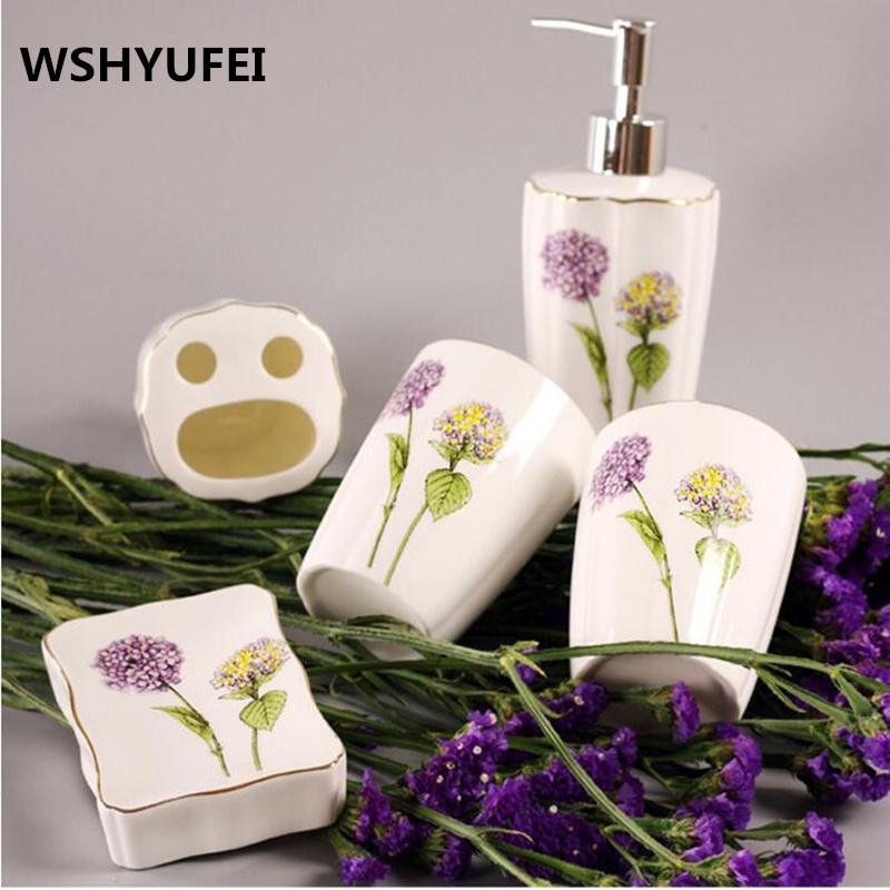 

luxury lavenderToilet ceramic bathroom accessary set Liquid bottle cups Toothbrush holder Soap dispenser bathroom decoration