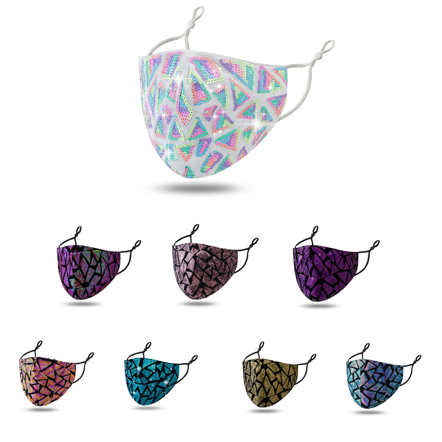 

designers face mask personality sequin cloth masks double layer three-dimensional sunscreen ice silk cold facemask
