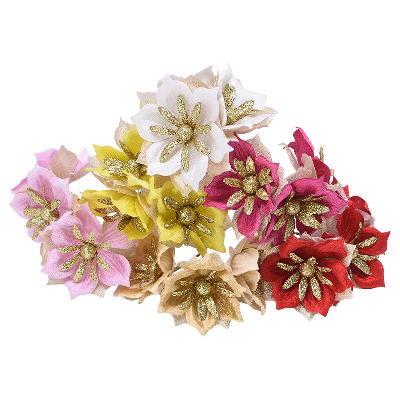 

6/9/15pcs 7cm Big Glitter Artificial Flower Bouquet Gold Red Silk Rose Flowers For Wedding Birthday Party Decor Supply DIY Carft, B02
